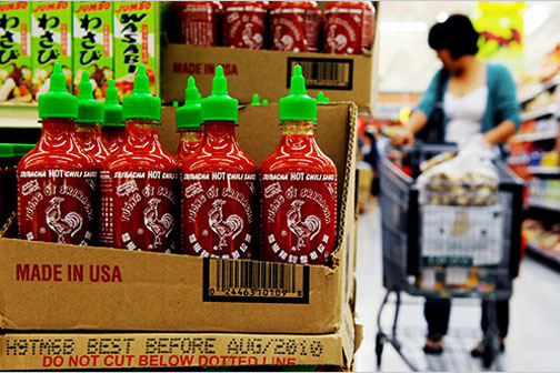 Huy Fong’s Sriracha Hot Chilli Sauce is available at your closest Asian grocery store. And Walmart.