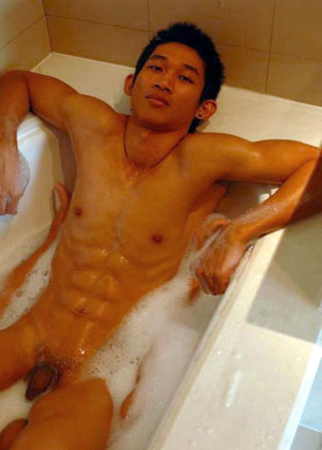 naked wet asian guy